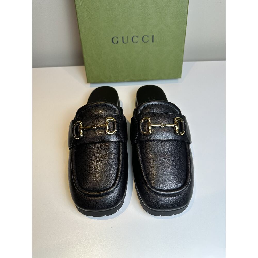 NIB Authentic Gucci Men's Horsebit Loafer Slip-on Black Leather Size UK8.5 US9